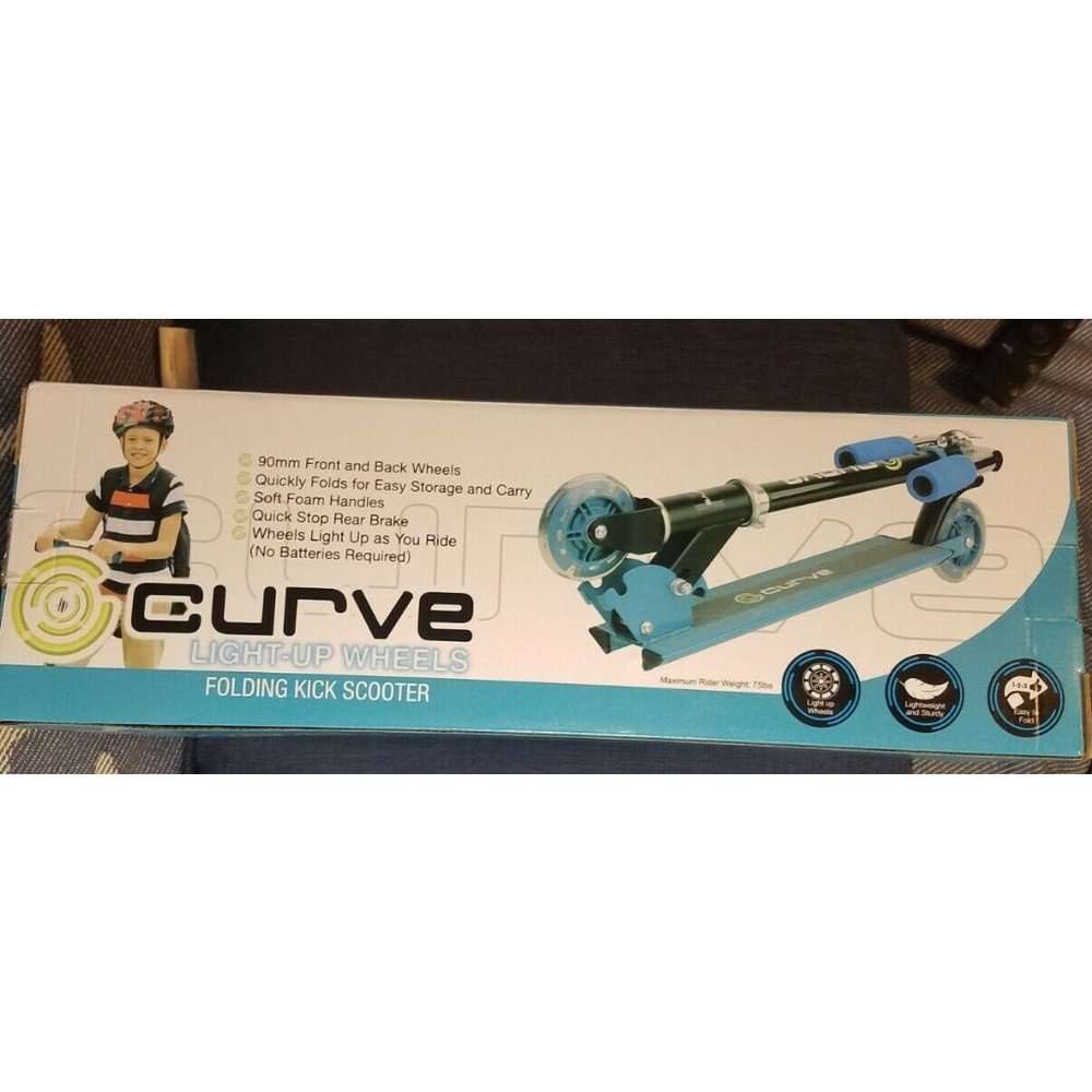 CURVE Folding Kick Metal Scooter Light Up Wheels Max Weight 75lbs 93mm wheels - Picture 4 of 4